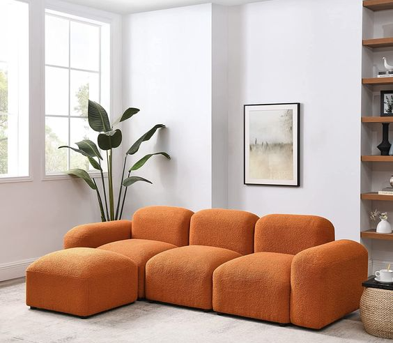 Melpomene, Convertible Modular Sherpa Fabric Sofa