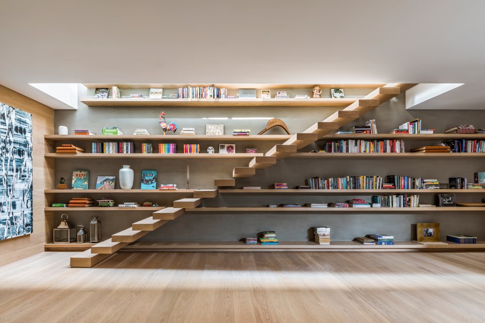 Vertical Bookshelf Stairs