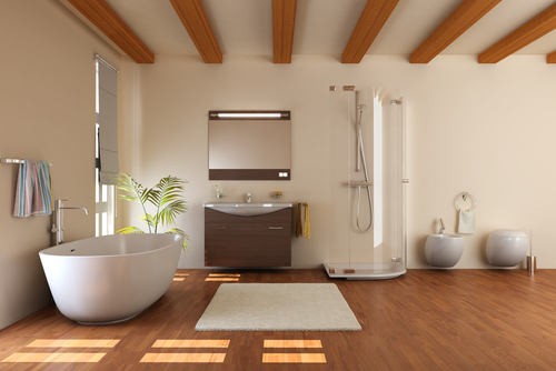 Modern,Bathroom,With,Bathtub,And,Toilet.3d,Render