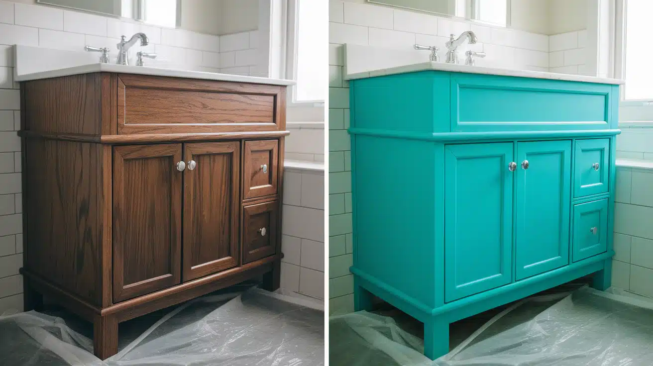 Spray Painting Bathroom Cabinets White MDF Spray Paint One Mirror Door