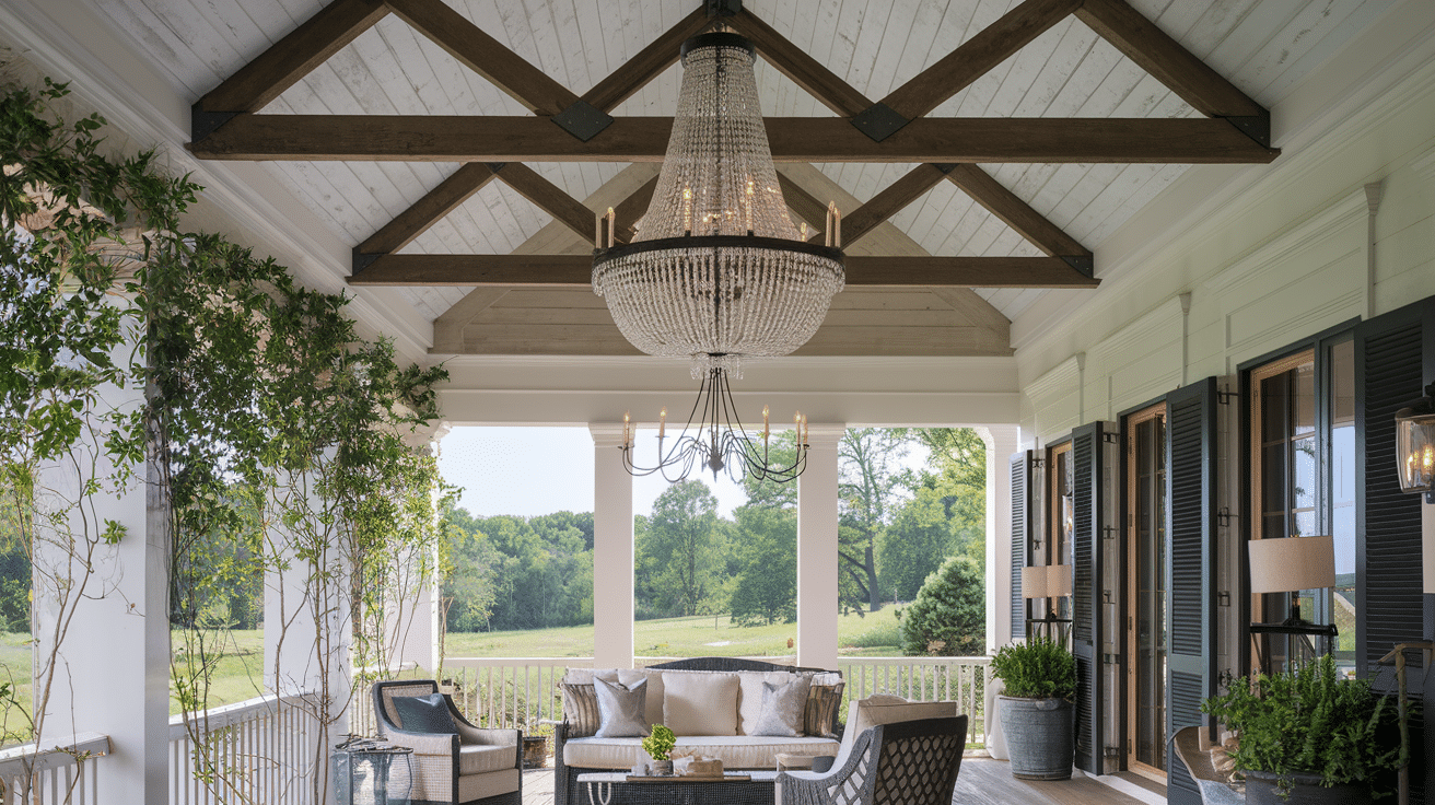 Barnwood-Ceiling_Porch_with_Chandeliers