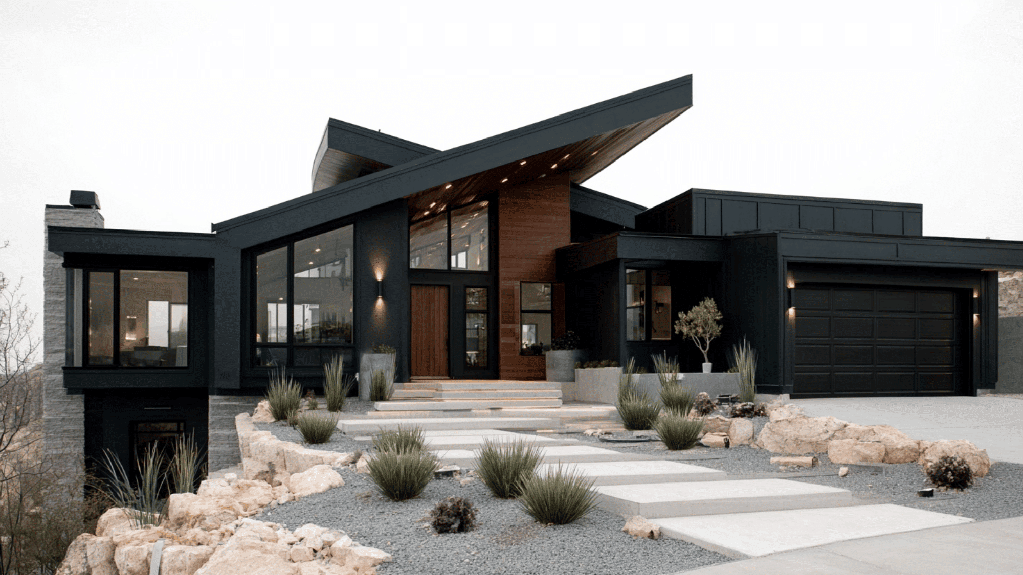 Black Modern House Exterior Ideas to Boost Curb Appeal - Opple House